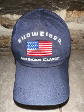 Budweiser Navy Cap with Embroidered Flag